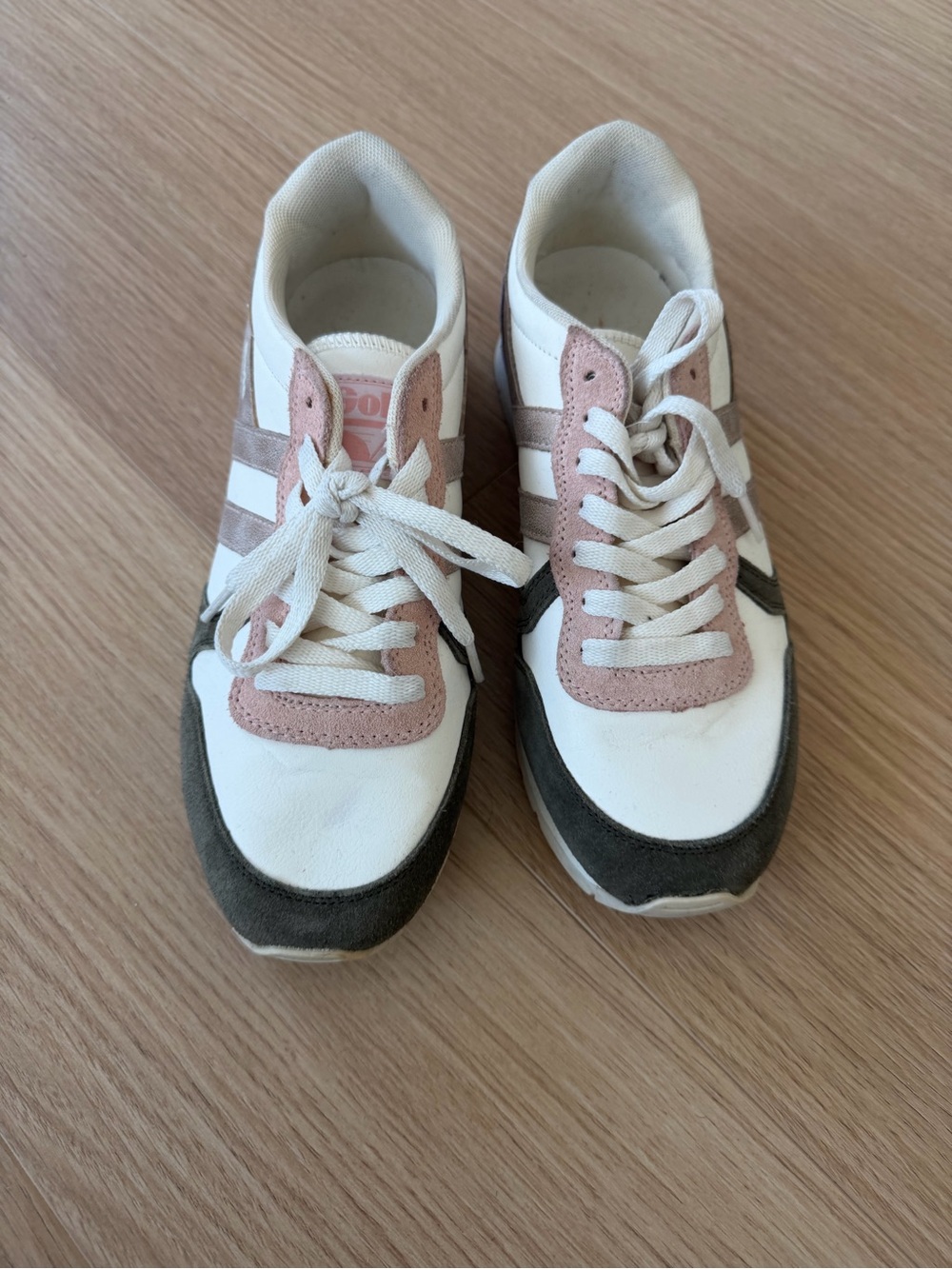 Gola Women's White, Pink & Olive Retro Sneakers